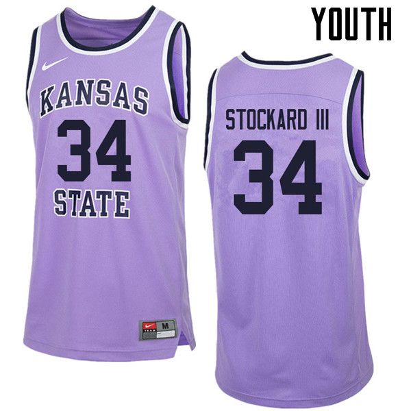 Youth #34 Levi Stockard III Kansas State Wildcats College Retro Basketball Jerseys Sale-Purple